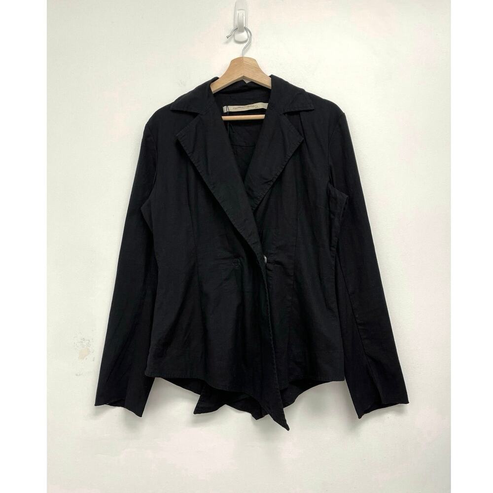 Cynthia Ashby Lagenlook Asymmetrical Linen-Blend Lightweight Jacket - Small